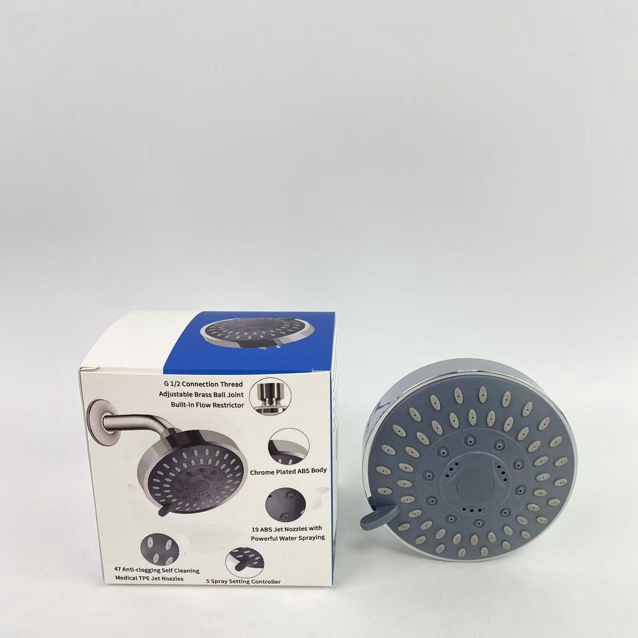 Hoietdy Shower heads,Shower Head High Pressure Rain Fixed Showerhead with Adjustable Metal Swivel Ball Joint - Relaxed Shower Experience Even at Low Water Flow & Pressure