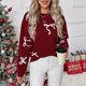 thumbnail image 5 of RKSTN Women's Christmas Sweatshirt Oversized Crewneck Cute Knit Bowknot New Year Holiday Sweatshirts Womens Casual Solid Round Neck Plus Size 3D Bow Trim Loose Comfy Sweatshirt Fall Spring Clothes, 5 of 9