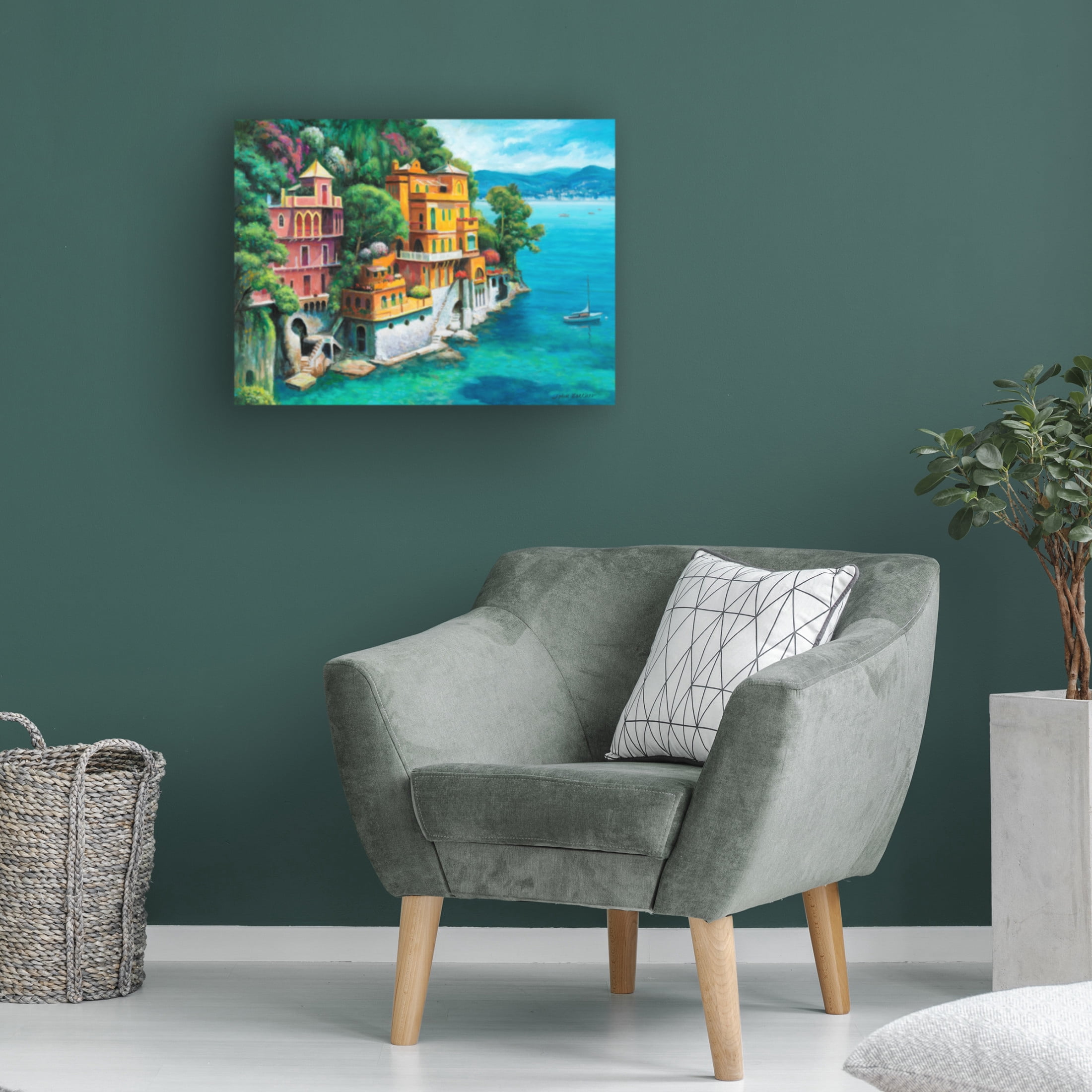 Canvas Wall Art - John Zaccheo 'Domina Beach Portofino Italy' Wall Art for Living Room, Bedroom, or Office Décor by Trademark Fine Art - 47 x 35 Inches
