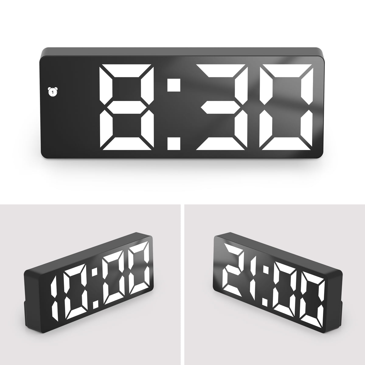 Digital LED Desk Alarm Clock Large Mirror Display USB with Snooze Temperature Mode