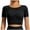 Black, variant on Uaswgudfs Seamless Women's Short Sleeve Cropped Blouse - Midriff-Baring Gym Yoga Workout Top Tee