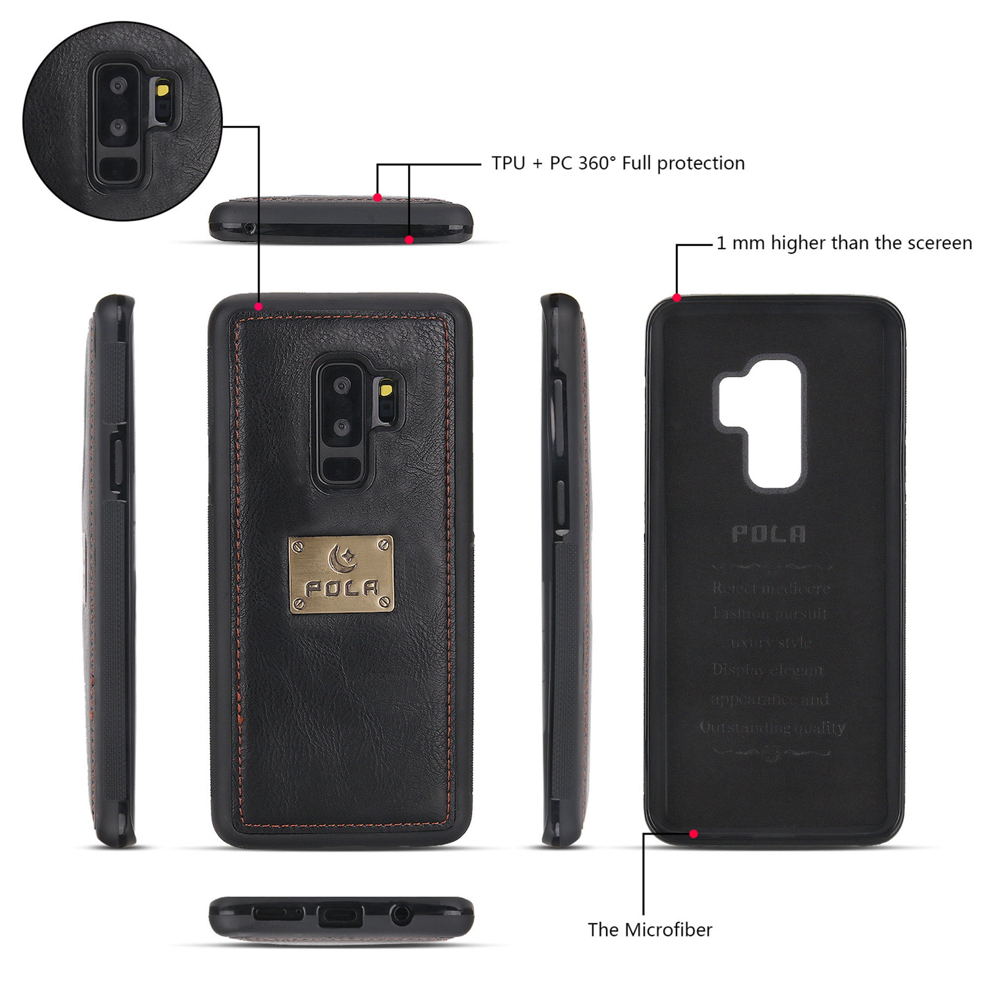 Galaxy S9 Plus Wallet Detachable Case, Dteck [wrist band][14 Card Slots] Zipper Purse Phone Case Multi-functional Folio Flip PU Leather Removable Magnetic Back Cover For Samsung Galaxy S9+,Black