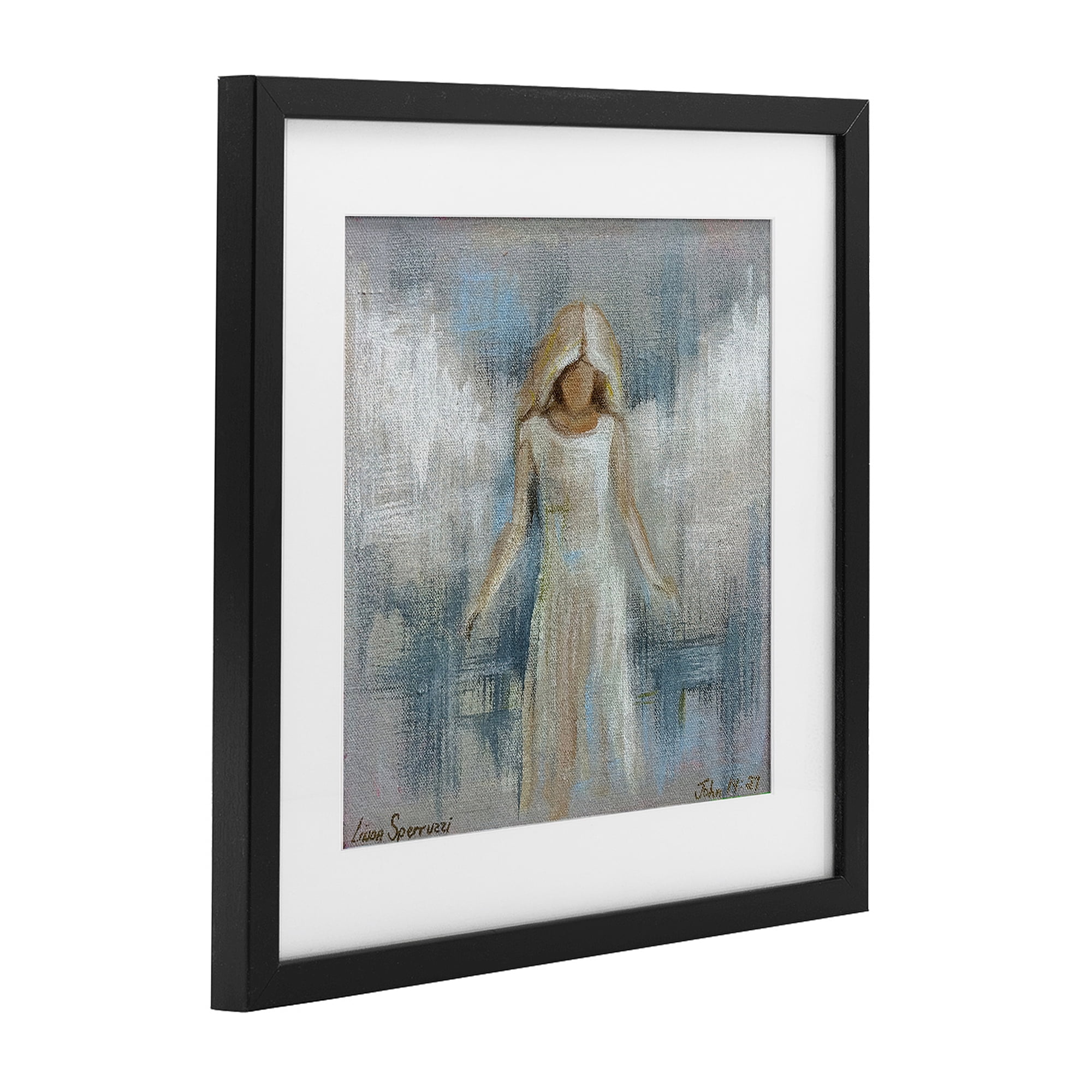 Stupell Industries Ethereal Peace Angel Black Framed Print Under Glass, design by Linda Sperruzzi