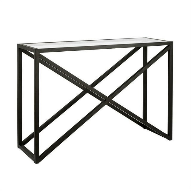 Henn&Hart 42" Blackened Bronze Metal/Glass Console Table