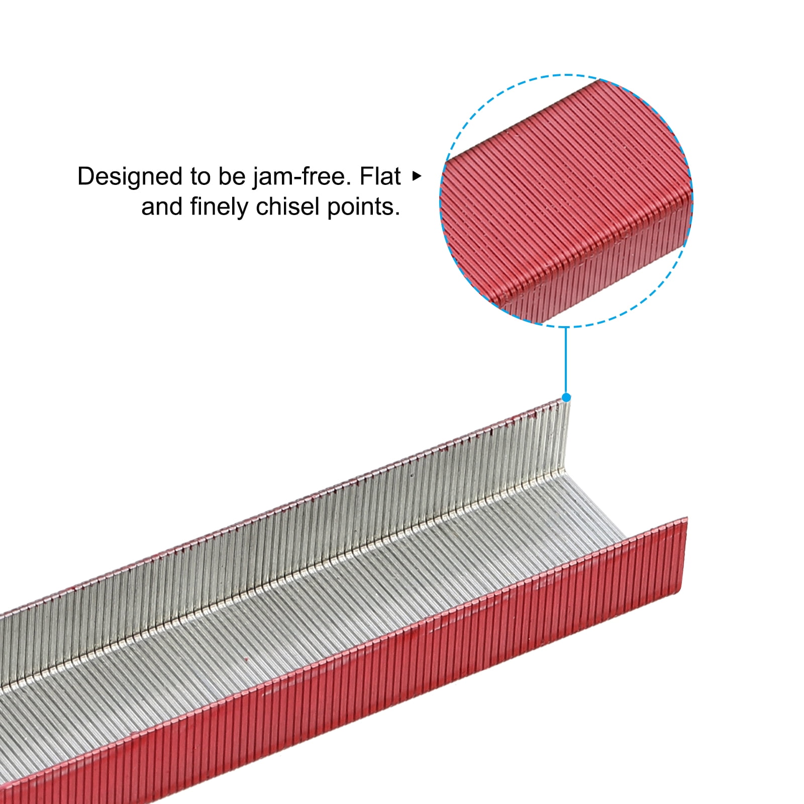 Uxcell 26/6 Standard Staples, 10 Pack 10000pcs 1/4" Leg Length Flat Clinch Chisel Point Staples, Red