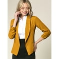 thumbnail image 3 of Made by Johnny Women's 3/4 Sleeve Blazer Open Front Cardigan Jacket Work Office Blazer S MUSTARD, 3 of 6