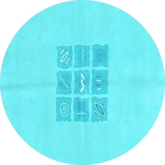 Ahgly Company Indoor Round Abstract Light Blue Modern Area Rugs, 6' Round