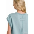 thumbnail image 3 of Zenana French Terry Round Neck Cap Sleeve T-Shirt, 3 of 5