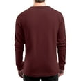 thumbnail image 3 of Resicozy Men's Henley Shirts Waffle Knitted Long Sleeve Lightweight Button T Shirts Fashion Fall Clothes Deep Red M, 3 of 4