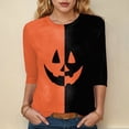 thumbnail image 2 of Godom Womens 3/4 Sleeve Shirts 2025 Fall Tunic Tops Crewneck Blouses Halloween Print, 2 of 6
