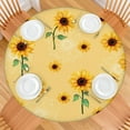 thumbnail image 2 of Elastic Fitted Round Tablecloth with Sunflower Design, Soft Waterproof Polyester Fabric for Indoor and Outdoor Use, Fits 44-52 Inch, 2 of 5
