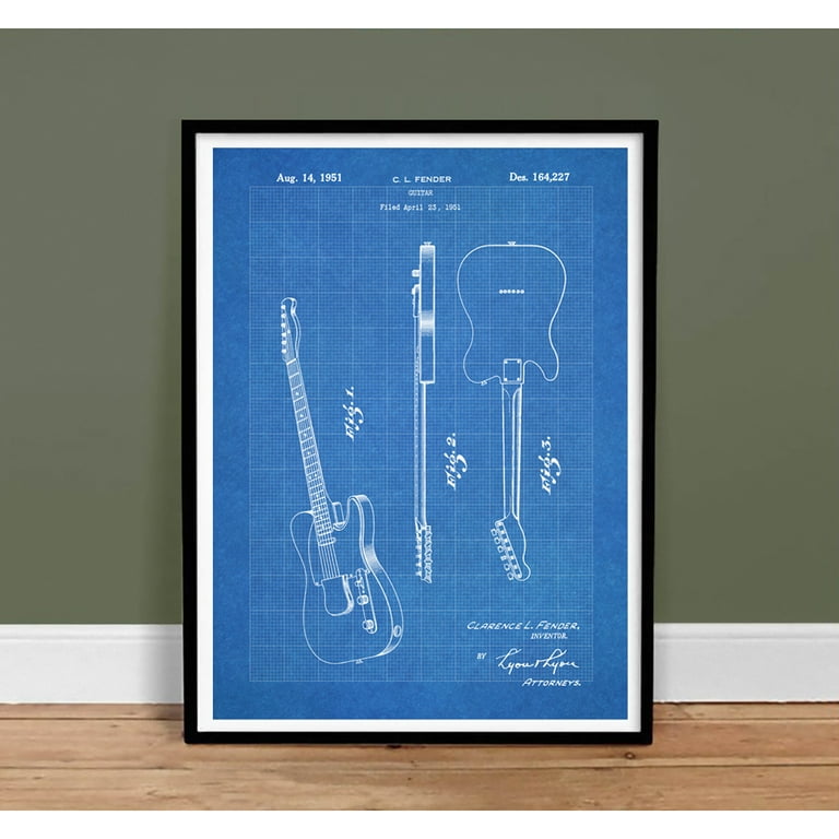 Fender Telecaster classic vintage Electric Guitar plan art blueprint  drawing  Sticker for Sale by Kludoman