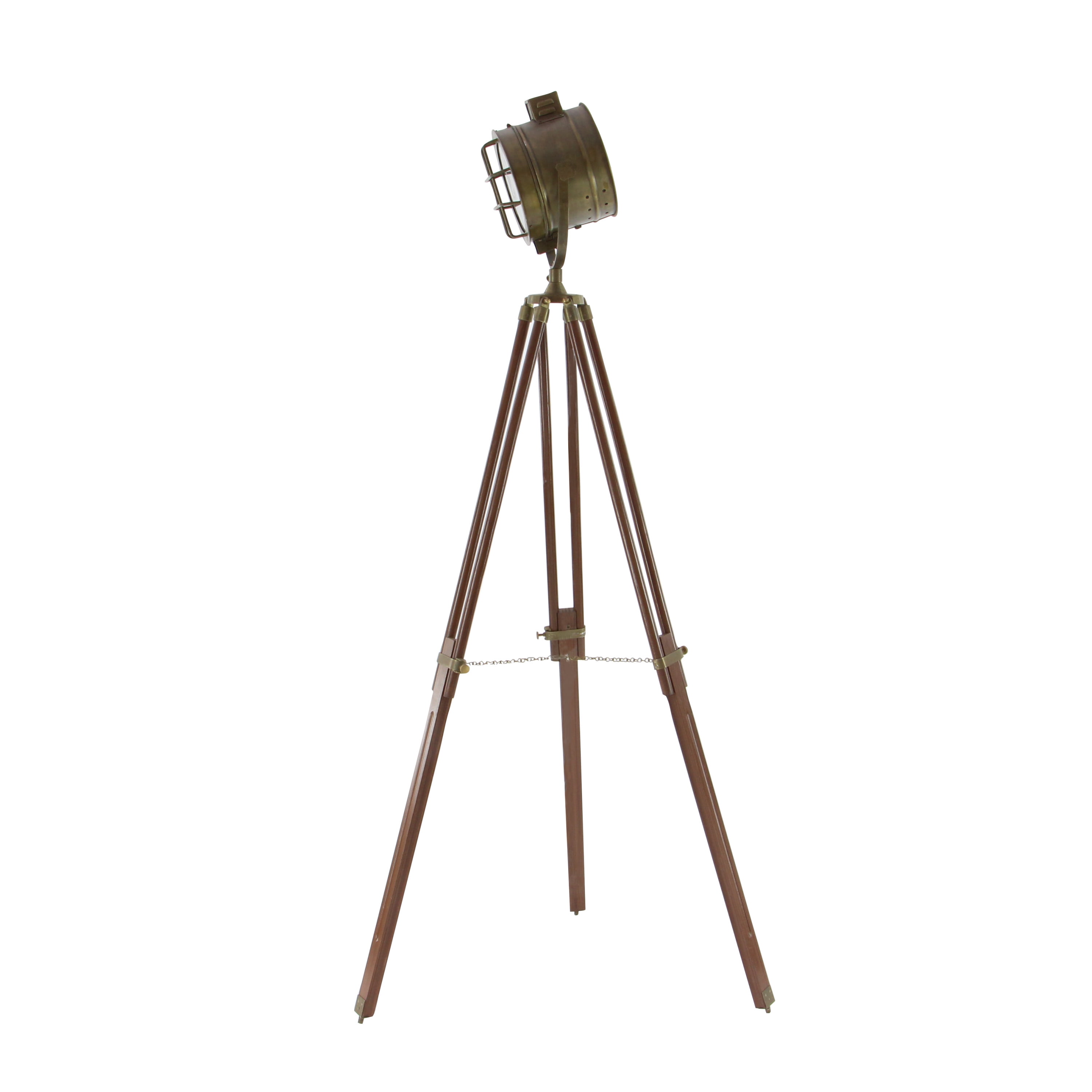 DecMode 71" Spotlight Brown Floor Lamp with Brass Metal Shade
