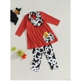 thumbnail image 3 of GXFC Little Girl Fall Outfits Clothes 3T 4T 5T 6T 7T Kids Girl Long Sleeve Tunic Dress Tops and Cow Pattern Pants and Headband 3Pcs Casual Autumn Clothing for Children Girl, 3 of 8