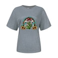 thumbnail image 3 of Hauts d'Été pour Femmes 2022 Manches Courtes Imprimé Mode Décontracté T-Shirts Tunique Col Rond Ample Blouses d'Entraînement, 3 of 3