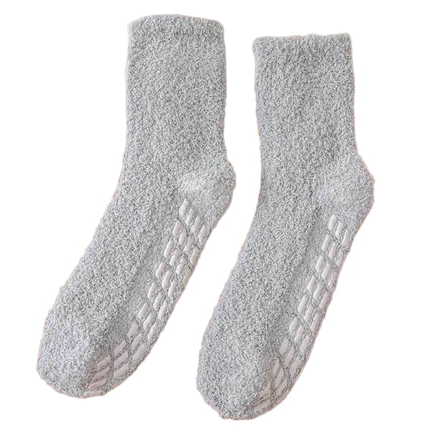 Qarigey 1 par de calcetines de poliéster para mujer, lavables, reutilizables, elegantes, informales, transpirables, de Color sólido, antideslizantes, Medias gris claro
