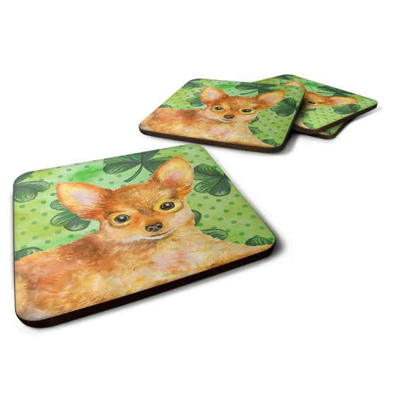 Toy Terrier St Patricks Foam Coaster Set of 4 Green