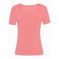 thumbnail image 4 of Women's Casual Short Sleeve Scoop Neck Summer Tops Ribbed Knit Slim Fit Tee Shirts, 4 of 5
