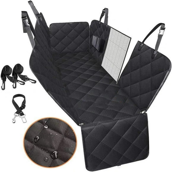 Dog Car Seat Cover Protector with Side Flaps From Scratching for Dogs with Mesh Viewin G Window & Storage Pocket Pet Seat Cover for Back Seat of Car/SUV/Truck with Dog Seat Belt