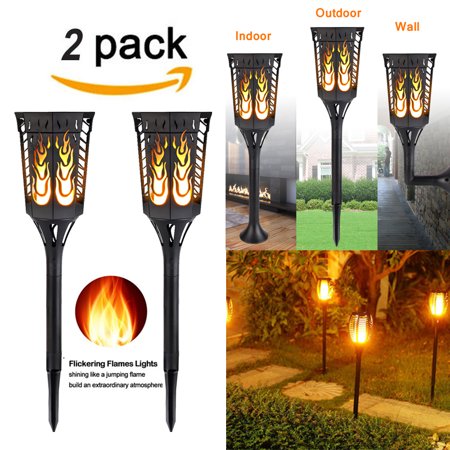 (1-10 PCAK) Upgrade Waterproof Solar LED 96 Lights Dusk to Dawn Auto On/Off Flickering Flames Torches Lighting for Outdoor Festival Atmosphere Garden Pathways Yard Patio Halloween Holiday ,Wall