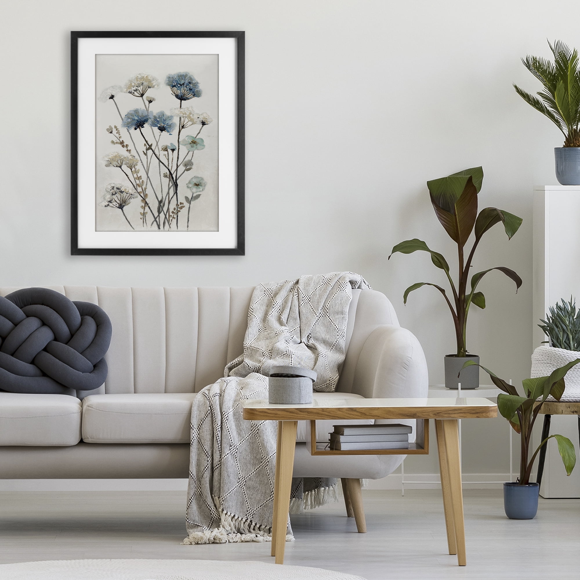 Stupell Industries Blue & Beige Garden Black Framed Print Under Glass, design by Patricia Pinto