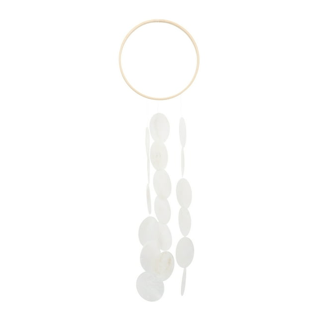 1Pcs Chic And Novel White Wooden Shell Wind Bell For Auditory Enjoyment Visual Enjoyment Good Wishes