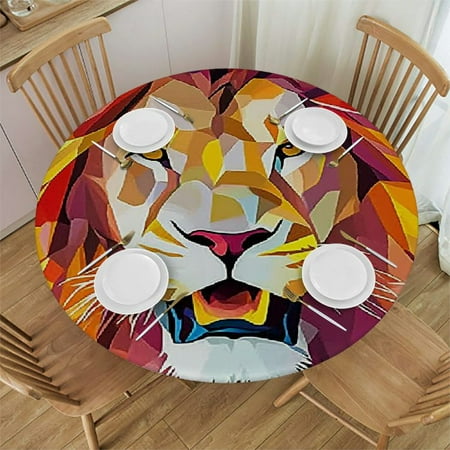 

Xllo0ord Round Table Tablecloth Birthday Banquet Lion King Figure with in Gradient Tones Snowflake Tablecloth Decoration Farmhouse Kitchen Tablecloth Geometric