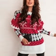 thumbnail image 2 of Odeerbi Christmas Sweaters For Women Knit Sweater Round Neck Loose Temperament Long Sleeve Top Red, 2 of 8