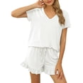 thumbnail image 4 of Avamo Fashion Pajamas Set Short Sleeve V Neck Lounge Sets for Women 6 Piece Outfit Sleepwear Nightwear Pjs, 4 of 4