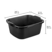 Sterilite 18 Qt. Dishpan, Multi-Purpose Plastic Wash Tub, Kitchen, Sink, Black