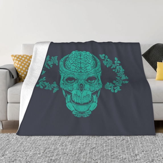 XMXT Throw Blanket, Star Skull Rose Pattern Machine Washable Blankets for Sofa, 60 x 50 inches Gray