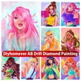 thumbnail image 2 of Pintura de diamantes AB de sirena de niña de dibujos animados, mosaico de fantasía, punto de cruz, imágenes artísticas, bordado de diamantes de imitación, decoración del hogar, regalo, 5D, 2 of 4