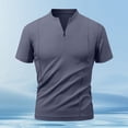 thumbnail image 4 of Timoontee Men's 2 Piece Waffle Sets Summer Casual Beach Vacation Sets Short Sleeve Mock Neck Shirts with Loose Drawstring Shorts Lightweight Tracksuit Gray XXXL, 4 of 9