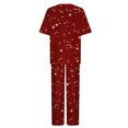 thumbnail image 4 of Puntoco Conjuntos de 2 piezas con estampado para mujer, camisetas de manga corta con cuello redondo y pantalones largos, trajes de chándal, liquidación Puntoco Puntoco-2066, 4 of 5
