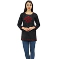 thumbnail image 2 of Phagun Women's Full Sleeve Black Embroidered Cotton Tunic Shirts Ethnic Top-20, 2 of 10