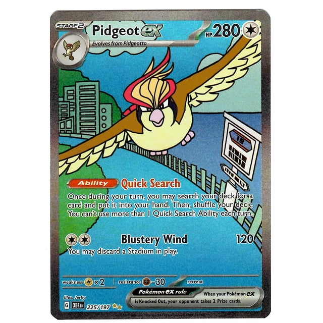 Carta Pokémon Pidgeot ex 225/197 Llamas Obsidianas Rara