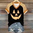 thumbnail image 2 of Godom Womens Halloween T-Shirt Funny Short Sleeve V Neck Graphic Tees Tops, 2 of 7