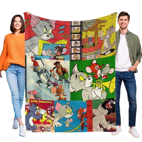 Throw Blanket for Tom and Jerry Soft Warm Bed Couch Flannel Blanket for Kids Boys Girls Gifts Home Decor 30x40 Inch