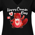 thumbnail image 3 of Inktastic Happy Canada Day Cute Red Beaver with Canadian Flag Women's Plus Size V-Neck T-Shirt, 3 of 4