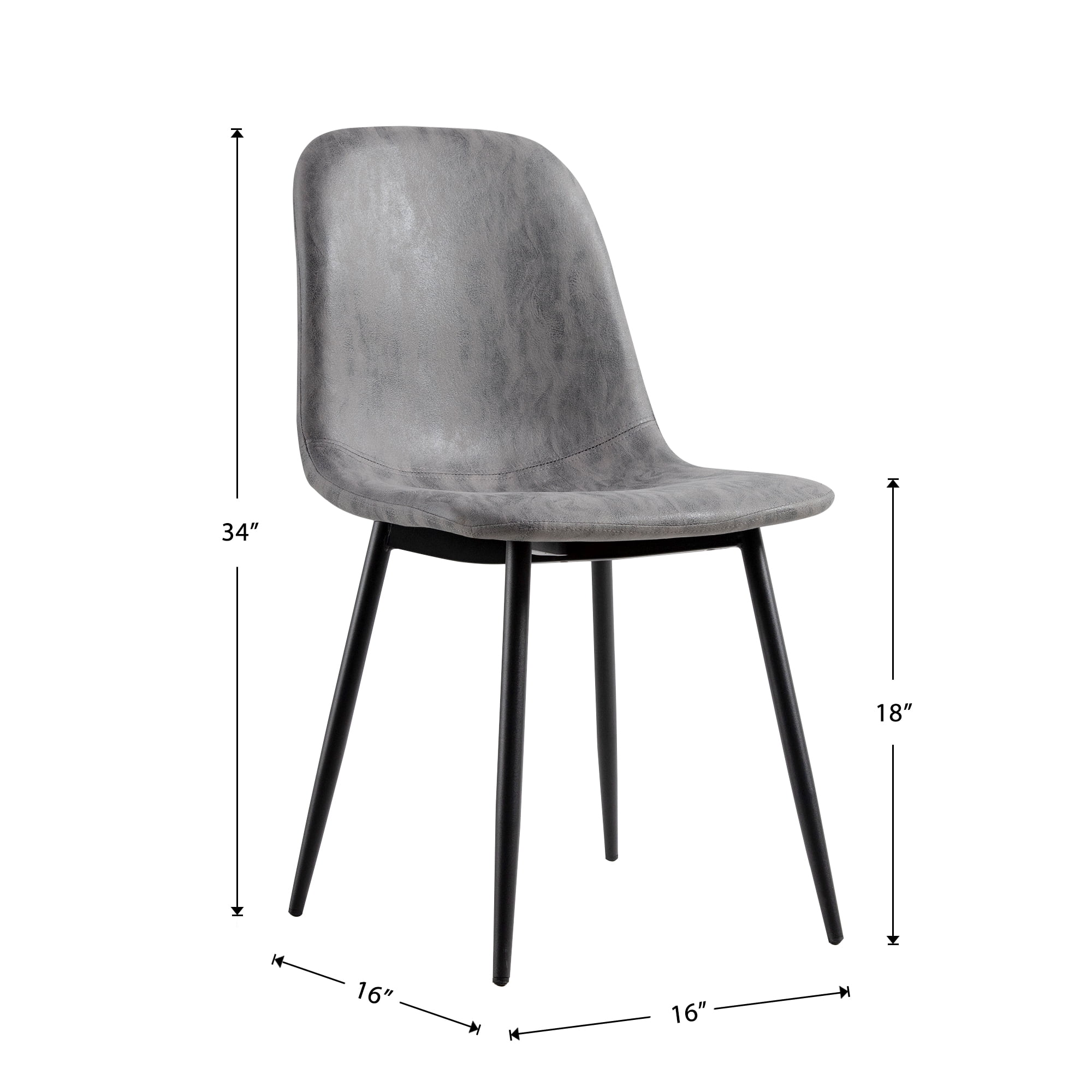 PU Dining Chairs Modern Chair Set of 2,Gray