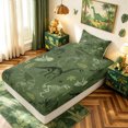 thumbnail image 4 of meiyoeat Green Skeleton Dinosaur Twin Sheets for Boys, Camouflage Bone Bedding, Olive, 3pcs, 1 Flat Sheet, 1 Fitted Sheet and 1 Pillowcase, 4 of 6