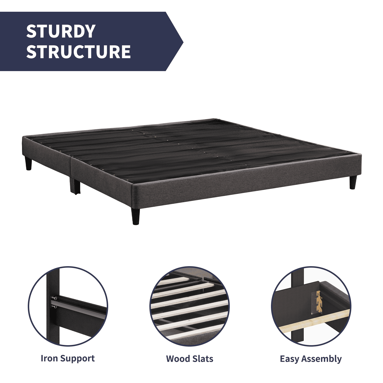ZAFLY King Size Bed Frame, Linen Platform Bed Frame with