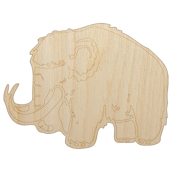 Fuzzy Fluffy Wooly Mammoth Wood Shape Unfinished Piece Cutout Craft DIY Projects - 4.70 Inch Size - 1/4 Inch Thick