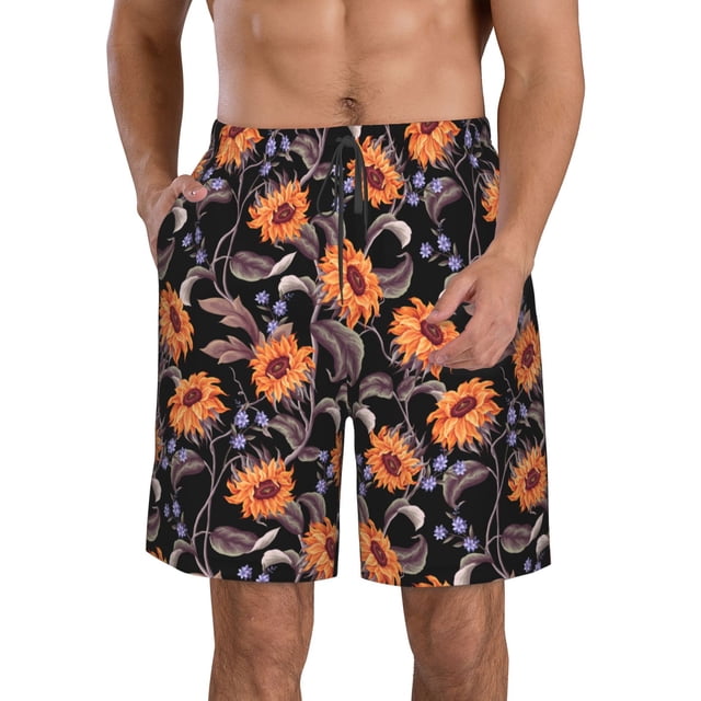 Fotbe Sunflowers Trajes de Baño Estampados para Hombre, Shorts de Verano de Secado Rápido, Ropa de Playa, Bañadores-XX-Large