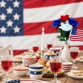 thumbnail image 4 of Yhmxh Patriotic Artificial Flowers with USA Flag, Memorial BouquetRed White and Blue Cemetery Flowers for Grave, 4th of July Memorial Day Independence Day Veterans Home Decoration, 4 of 6