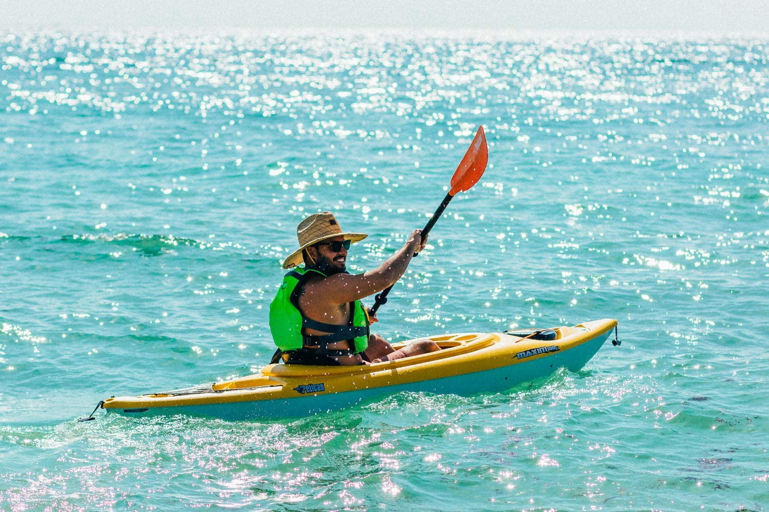 Pelican - Poseidon Kayak Paddle - Adjustable Aluminum Shaft with Reinforced Fiberglass Blades - 89 in - Orange