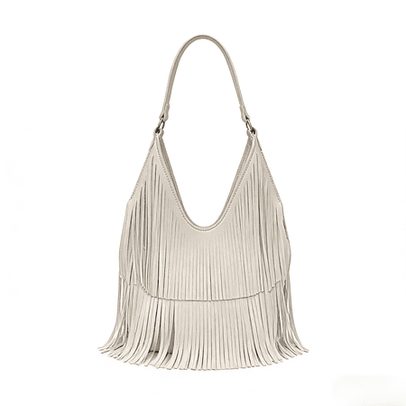 Fringe Hobo Bag for Women - Vegan Leather Crescent Shoulder Bag, Trendy Tassel Purse for Fall Winter, Boho Chic Handbag for Travel Work Casual Daily