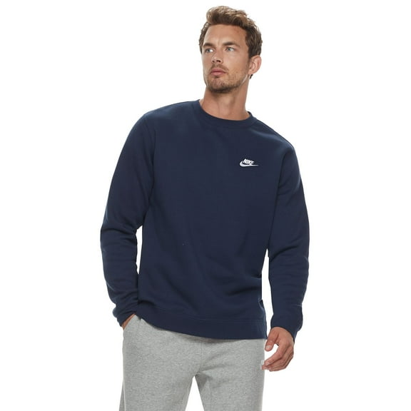 Nike Sportswear Club Fleece Men's Crew Color: Midnight Navy/White Size: S