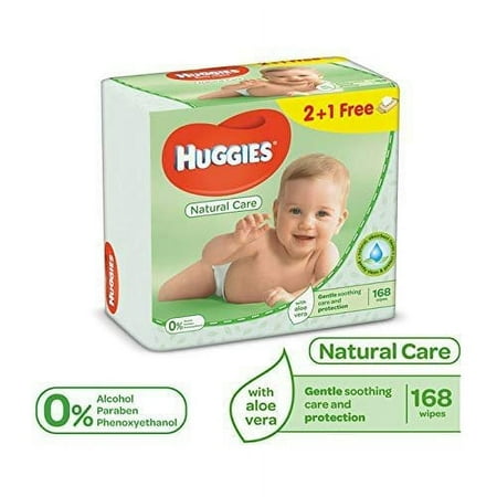 Huggies Baby Wipes Natural Care with Aloe Vera, 56 Count, Pack of 12, Total 672 Wipes