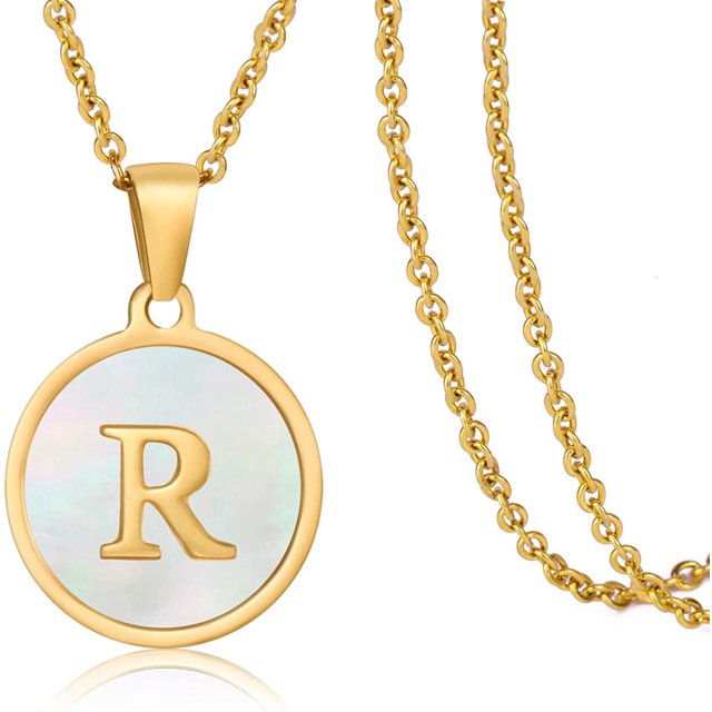 26 English Letters (A-Z) Necklace For Women Titanium Steel Stainless Steel Pendant Necklace Pearl Shell Oil Drop Necklace As Gift For Wife , Daughter, Friend